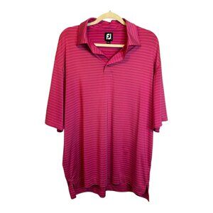 FootJoy‎ Shirt Men's Size Large Polo Outdoor Stripes Golf Pink White
